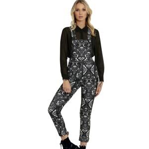 Blackmilk Gothic Relics Black Witchy Skull Whimsigoth Overall Bib Playsuit Large